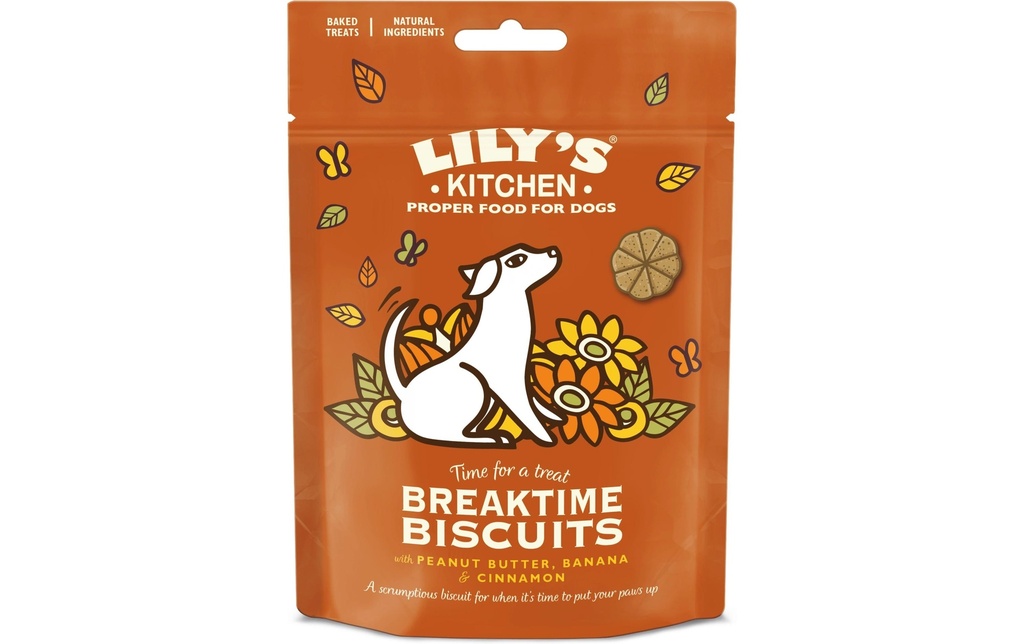 Lily's Kitchen Collation Breaktime Biscuits, Beurre de cacahuètes/banane, 80 g