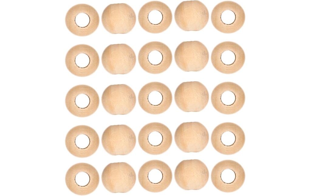 lalana Perles en bois Perles en bois 12 mm, 25 pièces