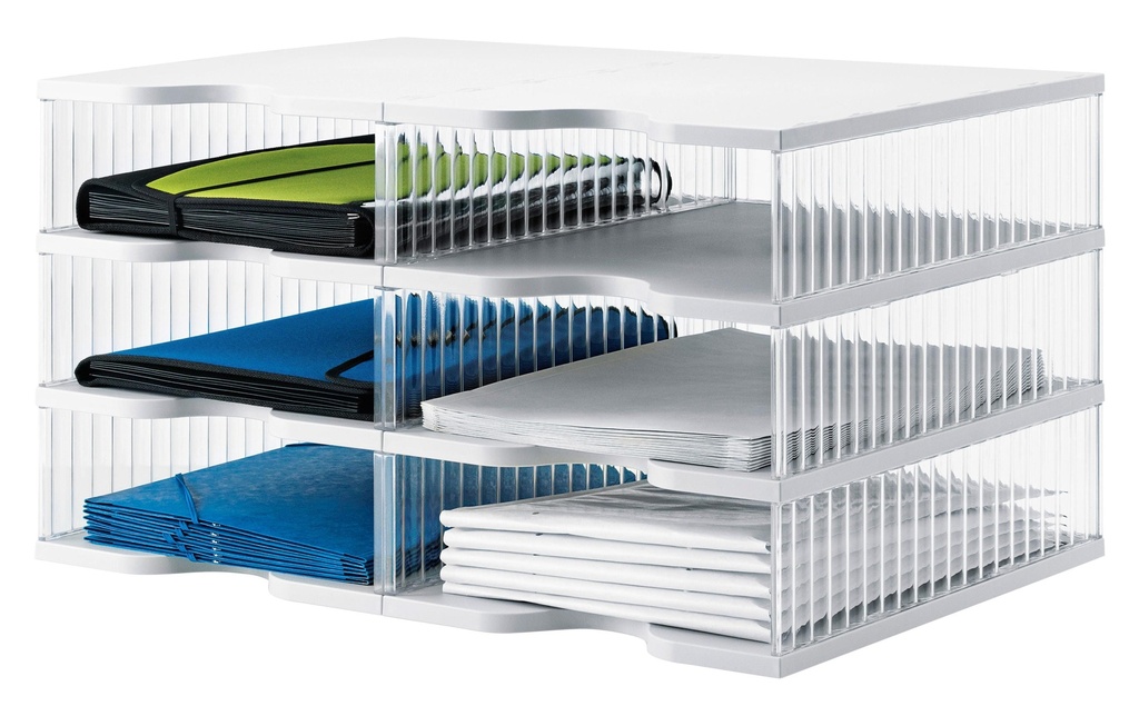 Styro Rangement pour documents styropost Transparent, 6 compartiments