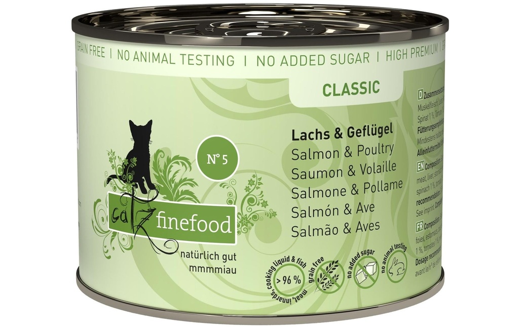 catz finefood Alimentation humide No.05 Saumon & volaille, 200 g