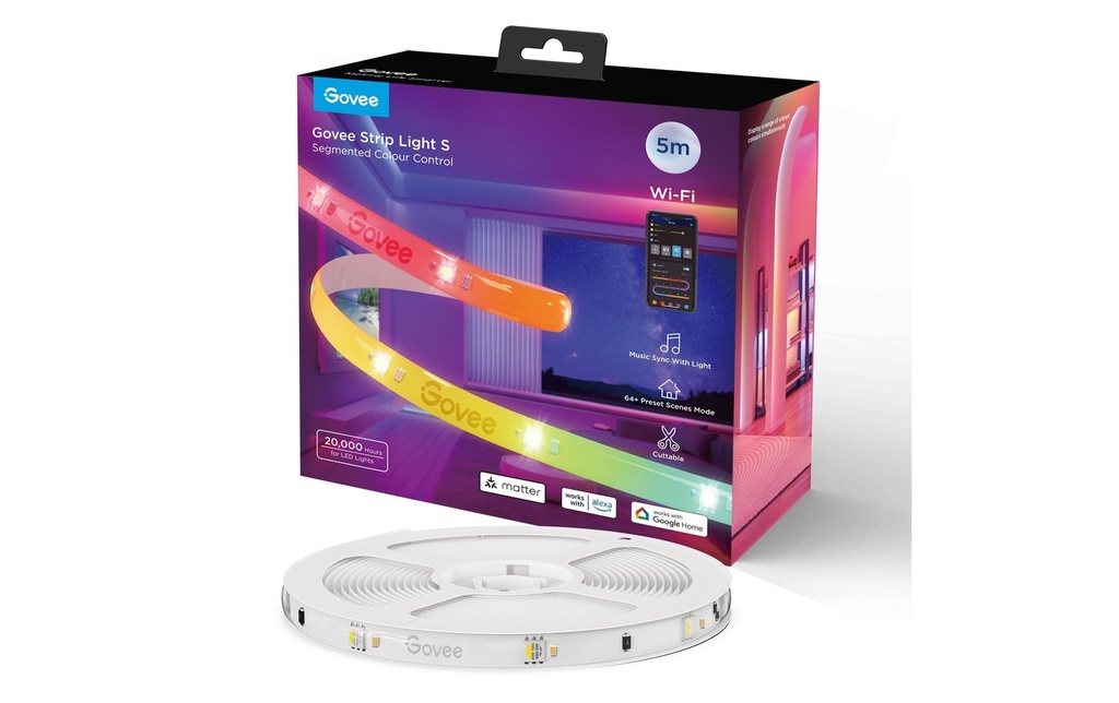 Govee Bande LED Light S, Wi-Fi / Bluetooth / Matter, 5 m, RGBIC