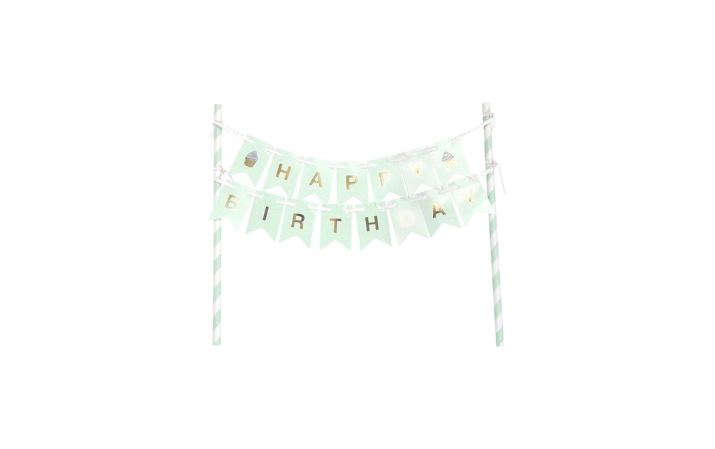 I AM CREATIVE Topper pour gâteau Anniversaire 1 Pièce/s, Doré/Menthe