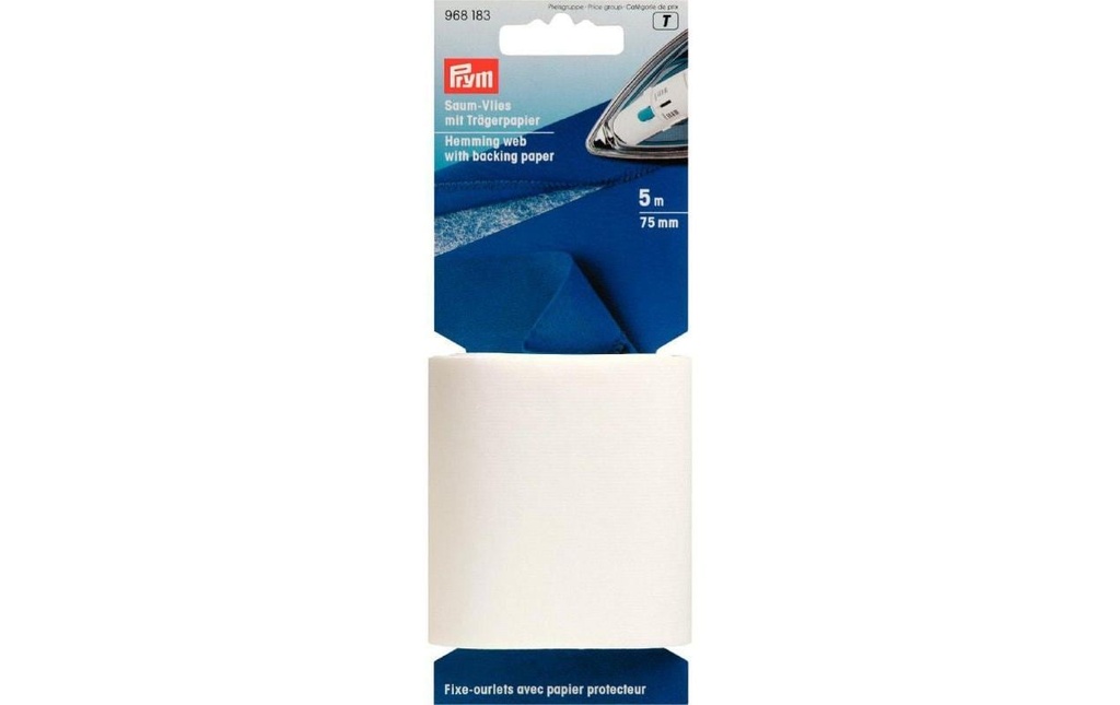 Prym Non-tissé pour ourlets Papier support Blanc, 75 mm