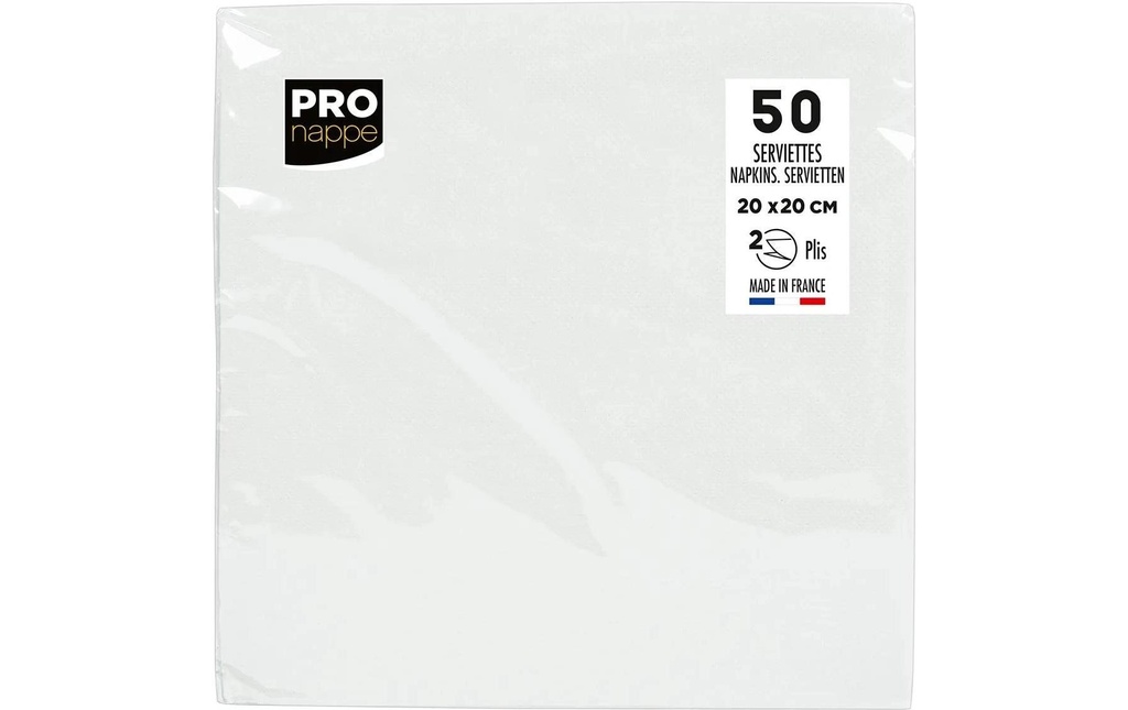 PRO nappe Serviettes en papier 20 cm x 20 cm, 50 Pièce/s, Blanc