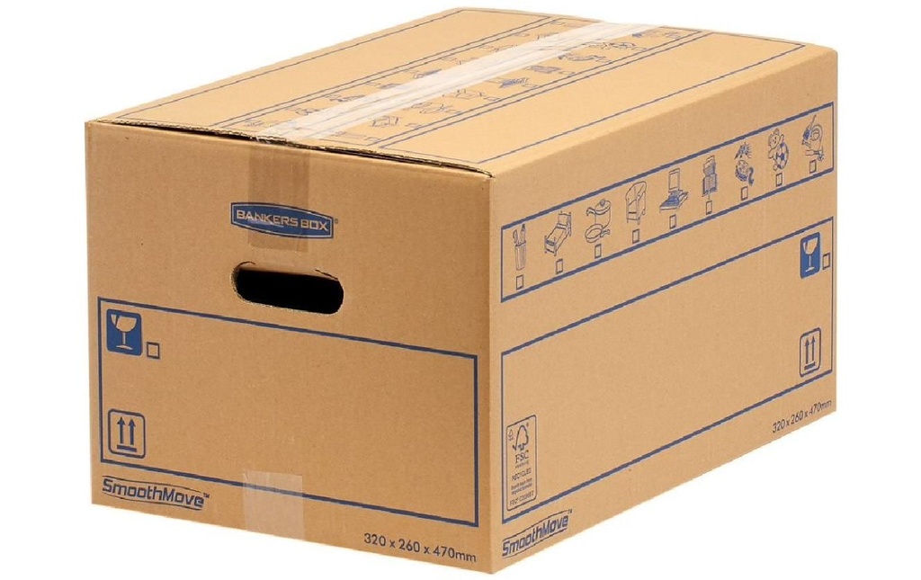 Fellowes Carton de déménagement Smoothmove C-Flute 32.5 x 27.0 x 47.5 cm, 10 pcs.