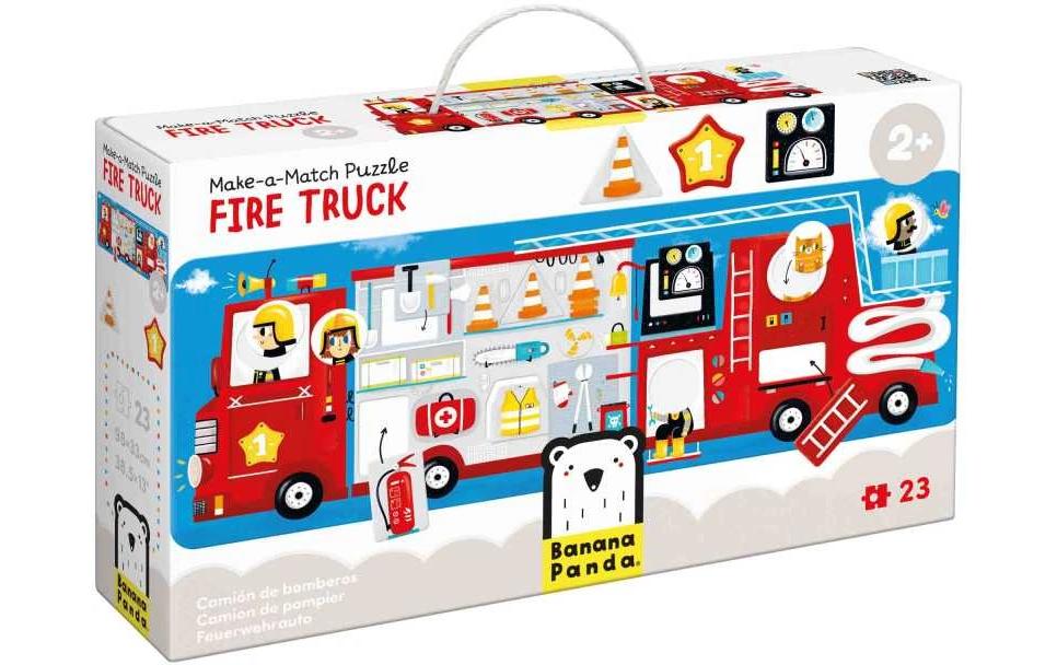 Banana Panda Puzzle Camion d'incendie Make-a-Match Puzzle XL en carton 23 pièces