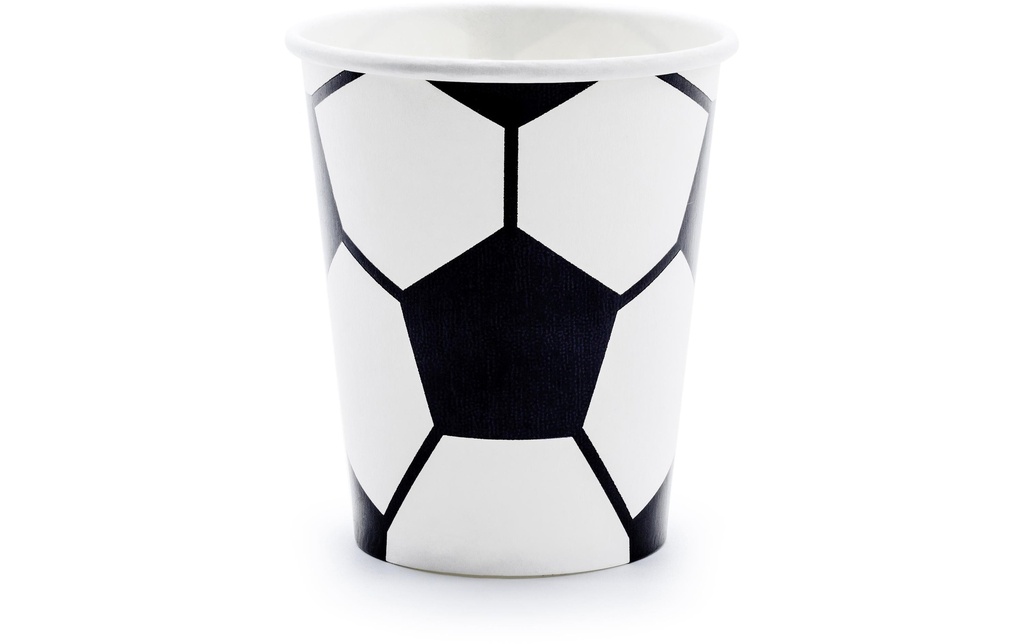 Partydeco Gobelets jetables Football 260 ml, 6 Pièce/s, Noir/Blanc