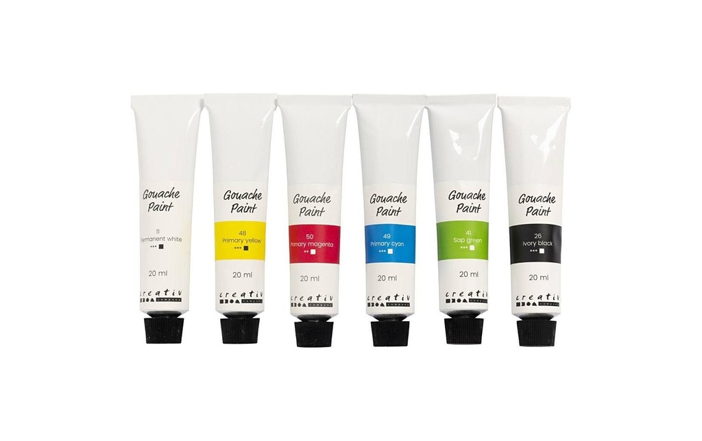 Creativ Company Peinture à l’eau Gouache standard, 6 x 20 ml