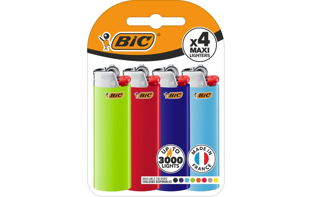 BIC Briquet de poche Maxi J26 4 pièces Assorti