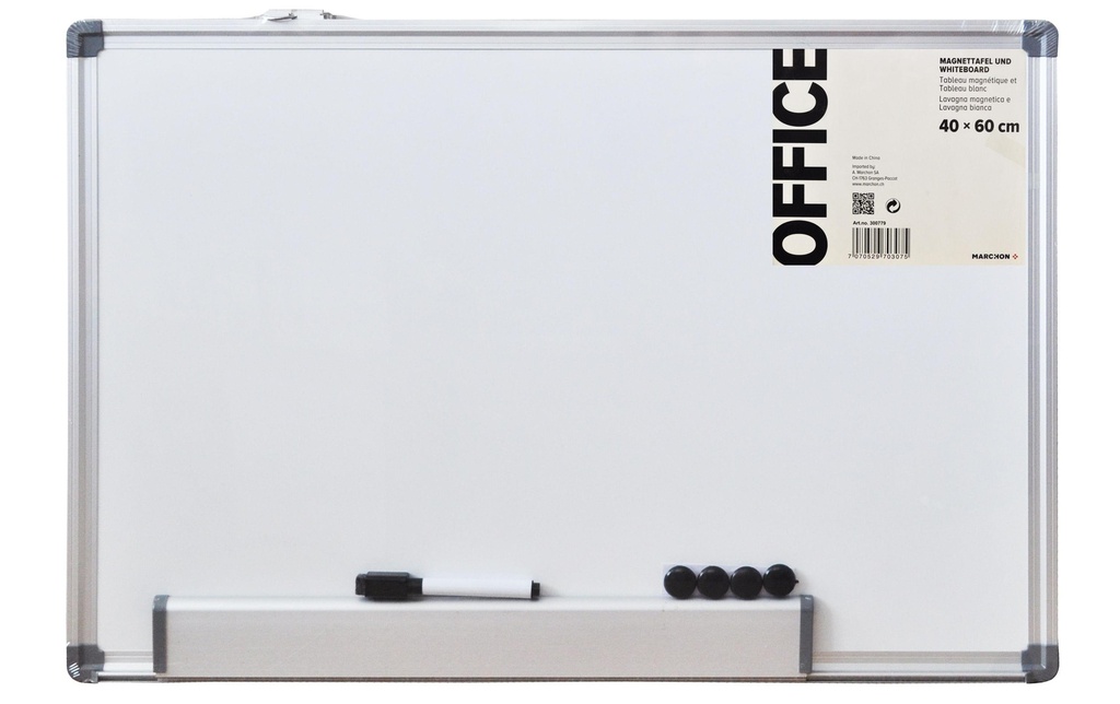 Office Tableau blanc magnétique 40 cm x 60 cm, Blanc