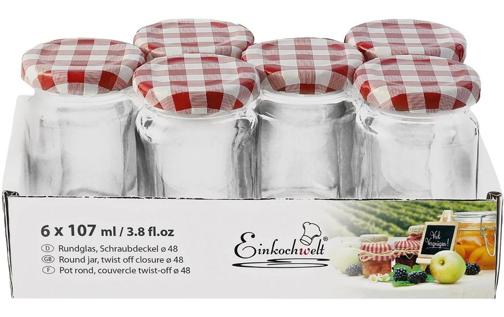 Einkochwelt Bocaux à conserves 6 pièces, 107 ml, Ø 48 mm