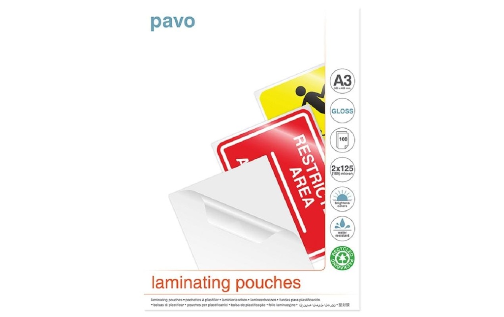 Pavo Film laminé A3, 125 µm, 100 Pièce/s, brillant