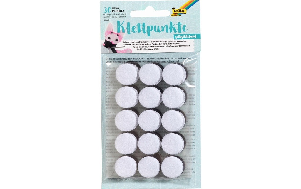 FOLIA Pastill.velcro Ø2cm noir+blanc (30 pces)