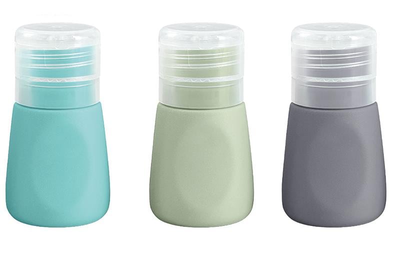 diaqua® Bouteilles cosmétiques Lot de 3, turquoise/vert clair/gris
