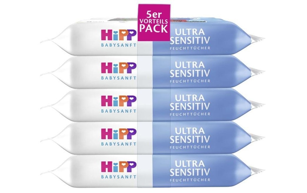 HIPP Lingettes humides Babysanft Ultra sensitif 5x 48 pcs.