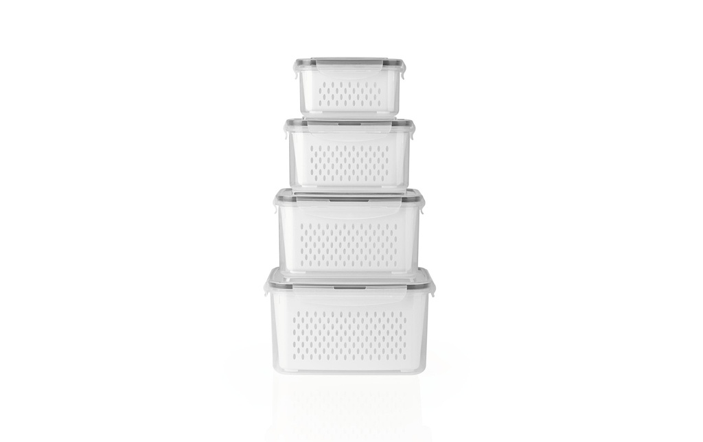 GOURMETmaxx Boîte à provisions 12 pièces, 4 l, Blanc