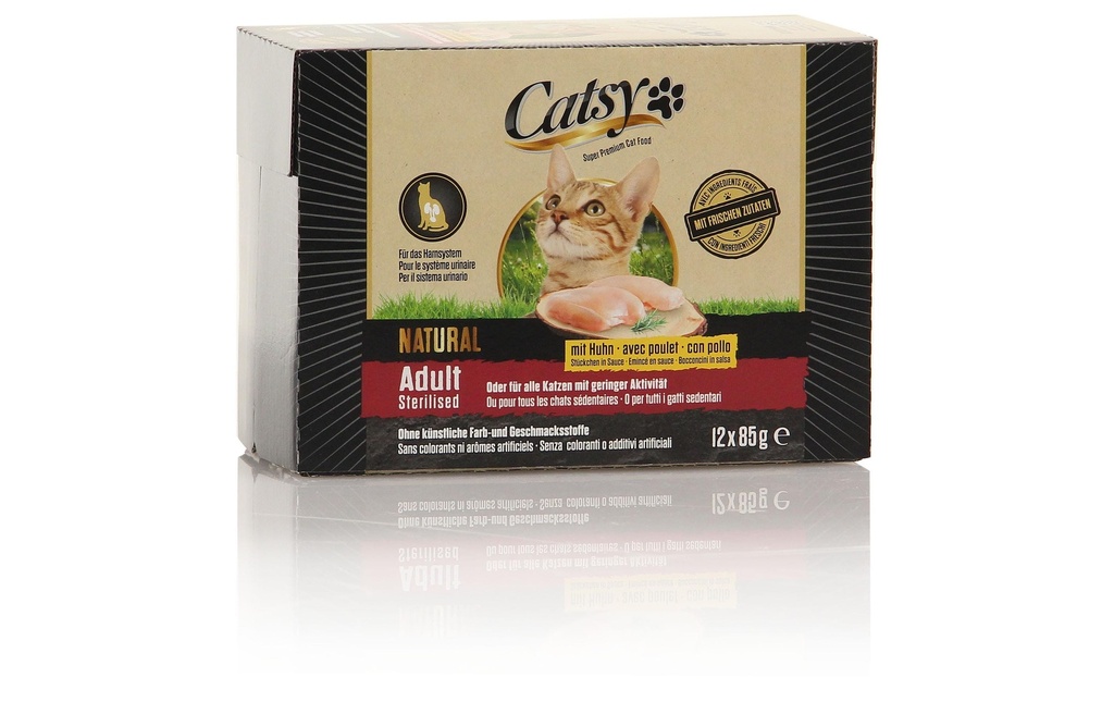 Catsy Alimentation humide Adult & Ster. Cat Chicken, 12 x 85 g