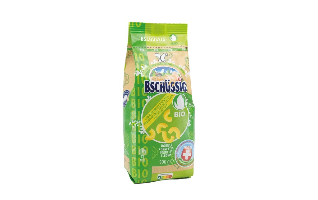 Bschüssig Pâtes alimentaires Bio Knospe Hörnli 3Ei 500 g