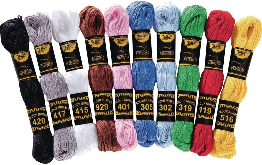FOLIA Fil à broder 10 couleur à 40m (10 pces)