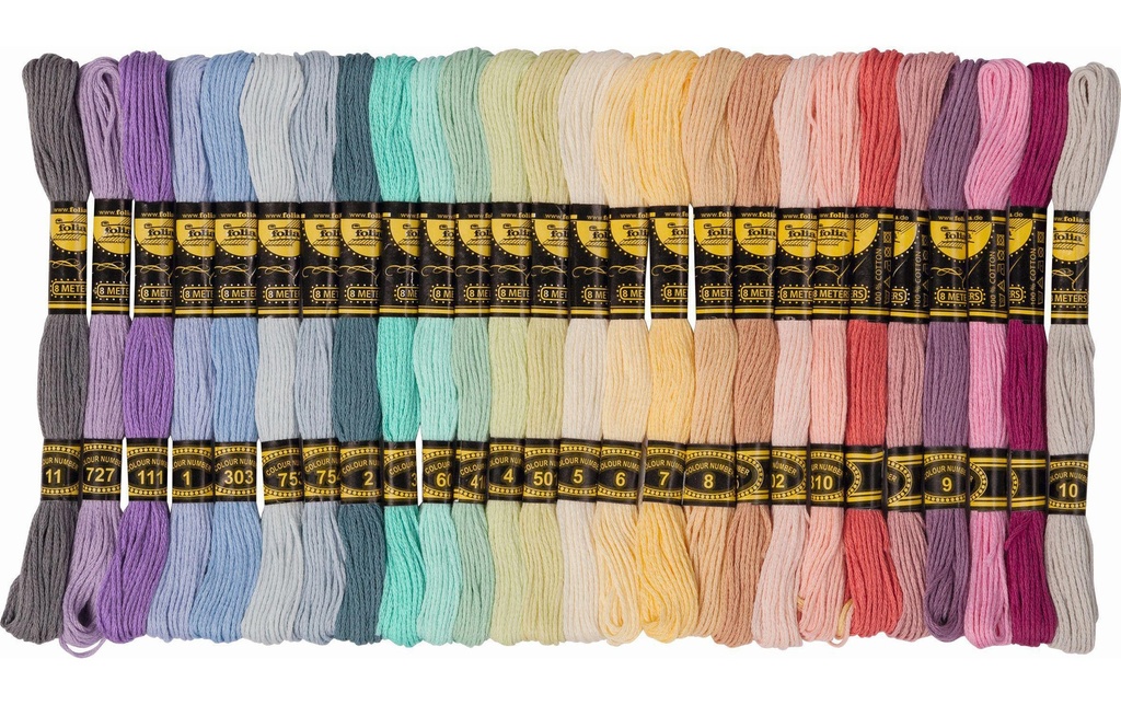 FOLIA Fil à broder PASTELL 52 x 8m (52 pces)