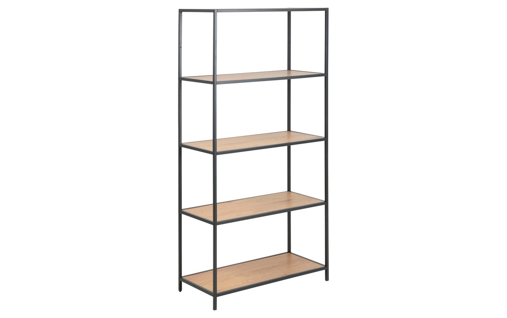 AC Design Étagère Seaford 77 x 35 x 150 cm, Chêne/Noir mat