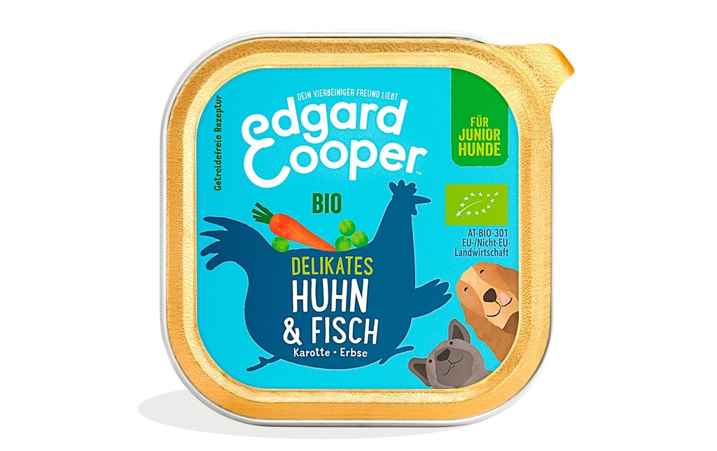 Edgard & Cooper Alimentation humide Junior Bio Poulet + Poisson, 17 x 100 g