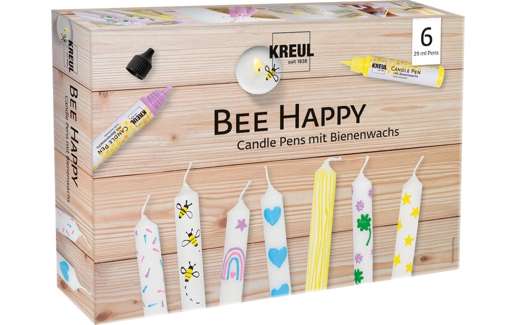 Kreul Peinture pour bougie Bee Happy 6 pièces, 29 ml chacune