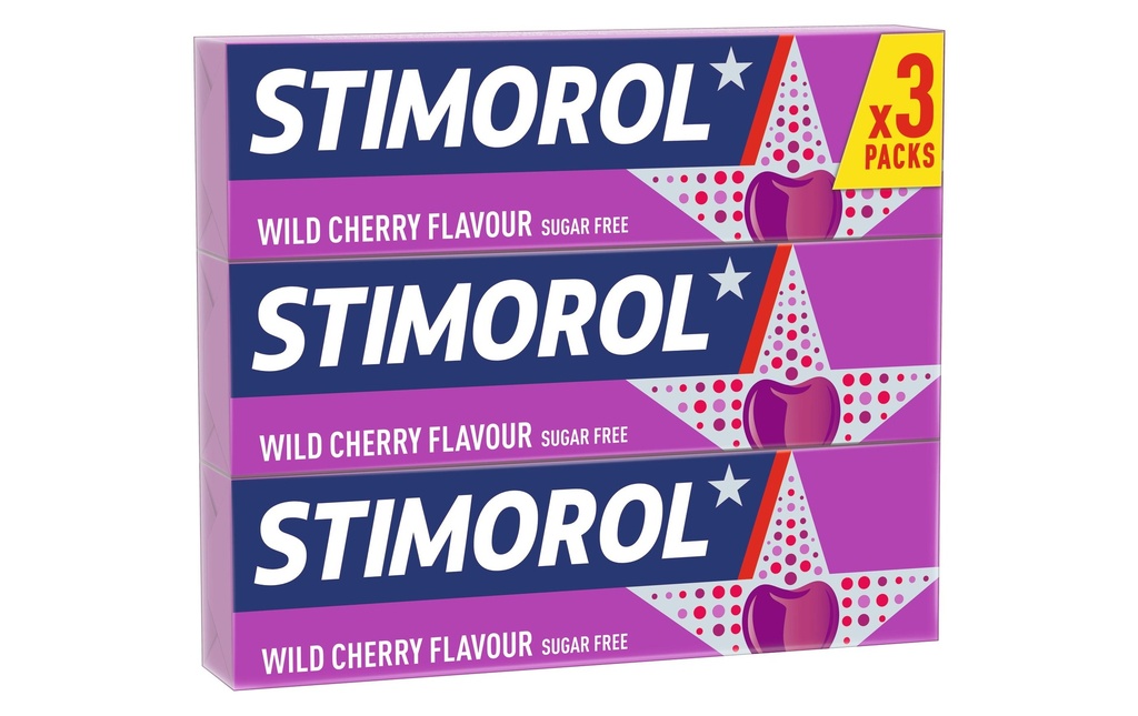 Stimorol Chewing-gum Cerise sauvage sans sucre 3 x 14 g