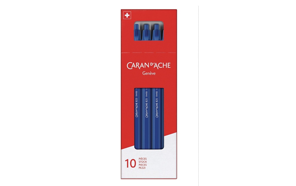 Caran d'Ache Stylo bille 825 Bleu, 10 pièces