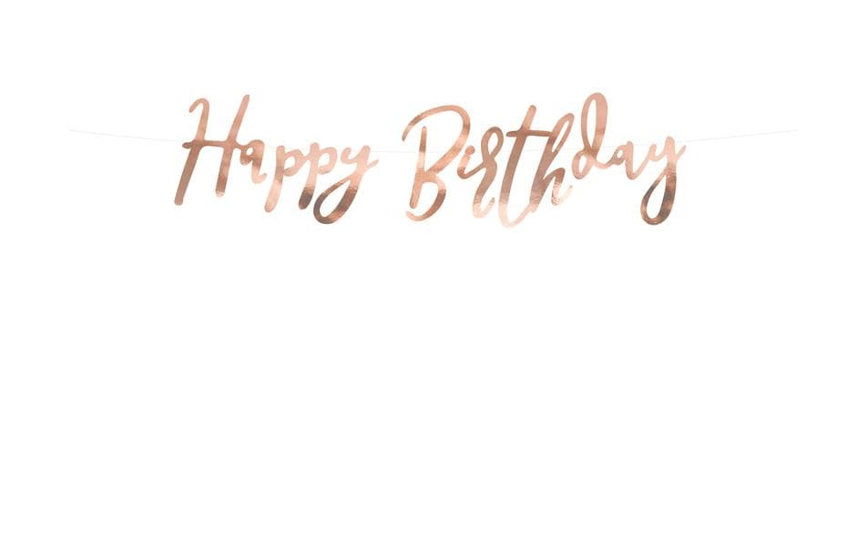 Partydeco Guirlande Joyeux anniversaire Or rose, 16.5 x 62 cm