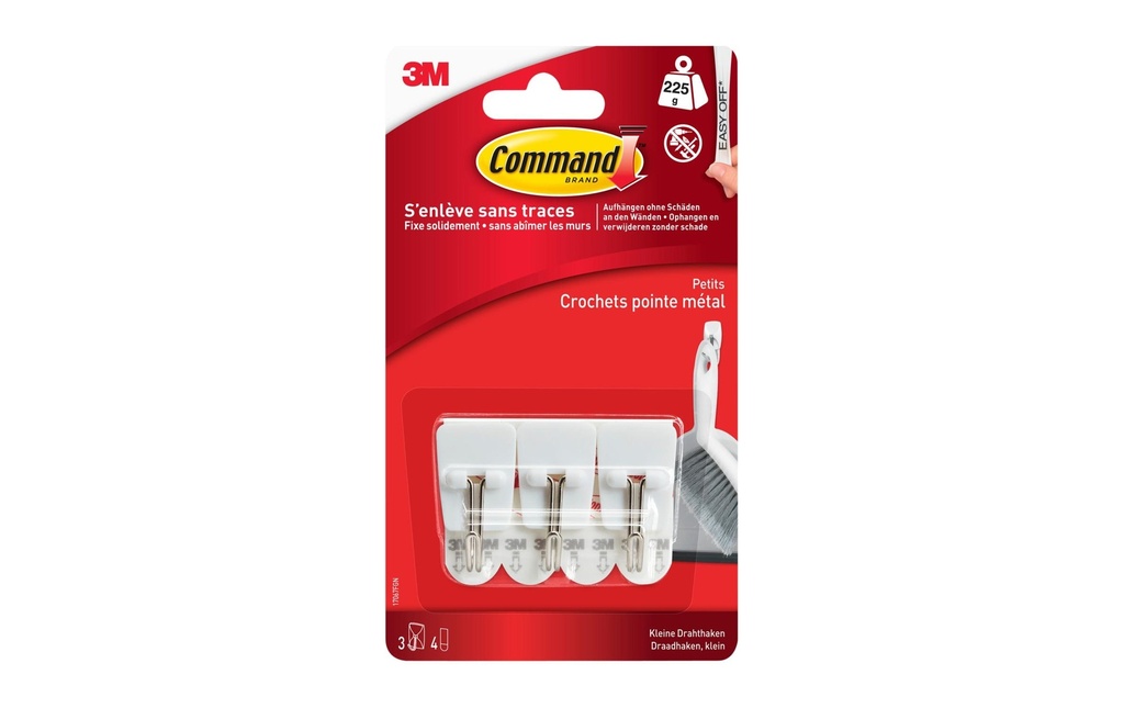 Command Crochet adhésif Fil métallique 0.22 kg, 3 pièces