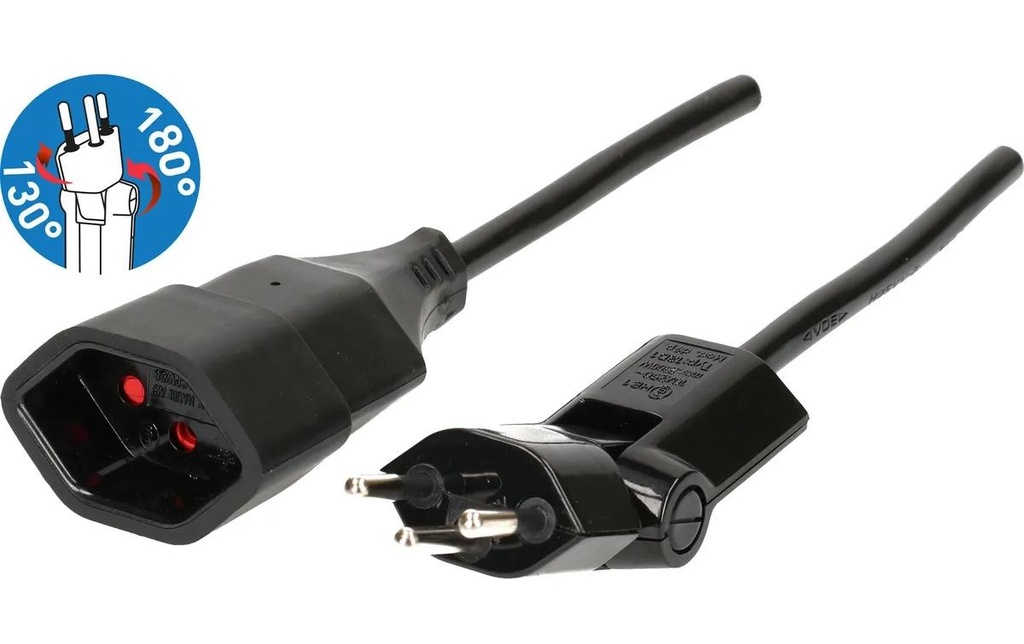 Max Hauri Câble de prolongation 1 m T13 - T12 Clip-Clap, noir