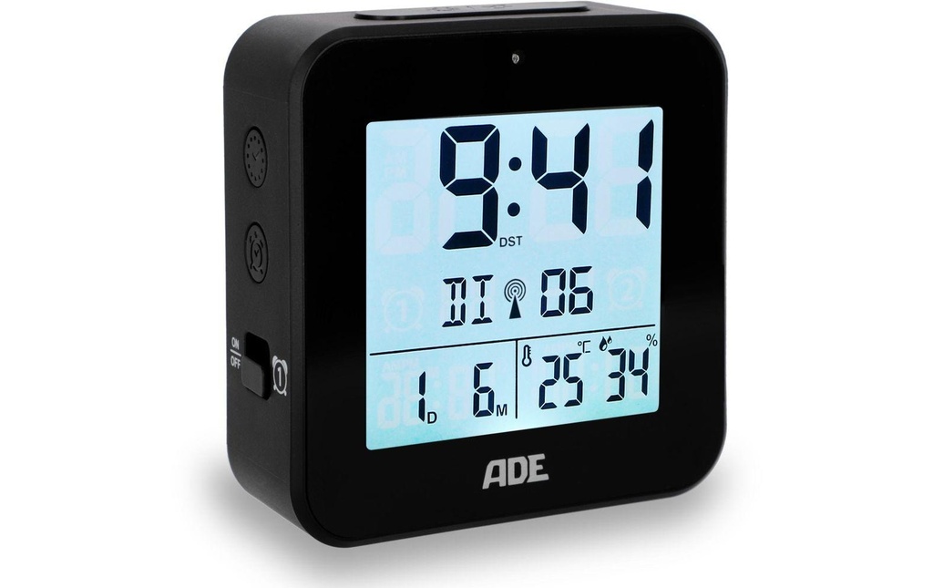 ADE Réveil radio-piloté avec capteur de lumière nocturne