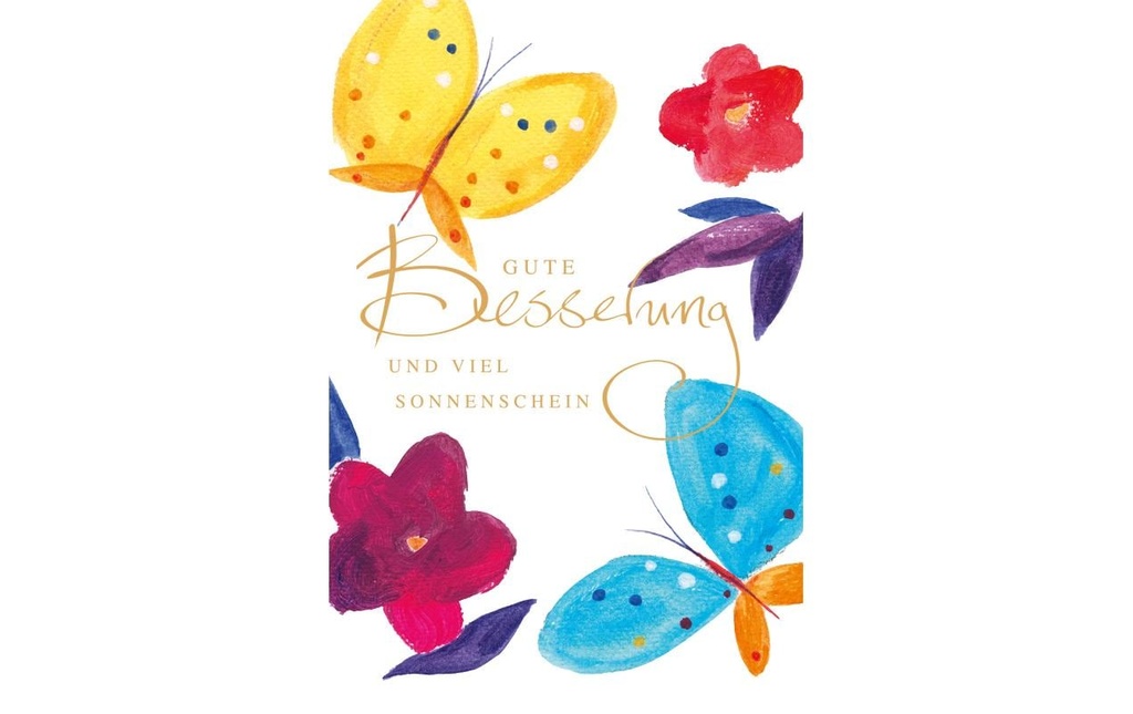 ABC Carte de bon rétablissement Papillon avec fleurs B6