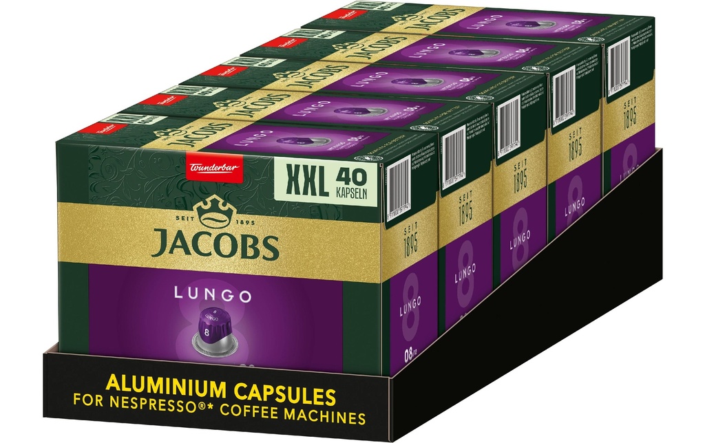 Jacobs Capsules de café Lungo 8 Intenso 5 x 40 pièces