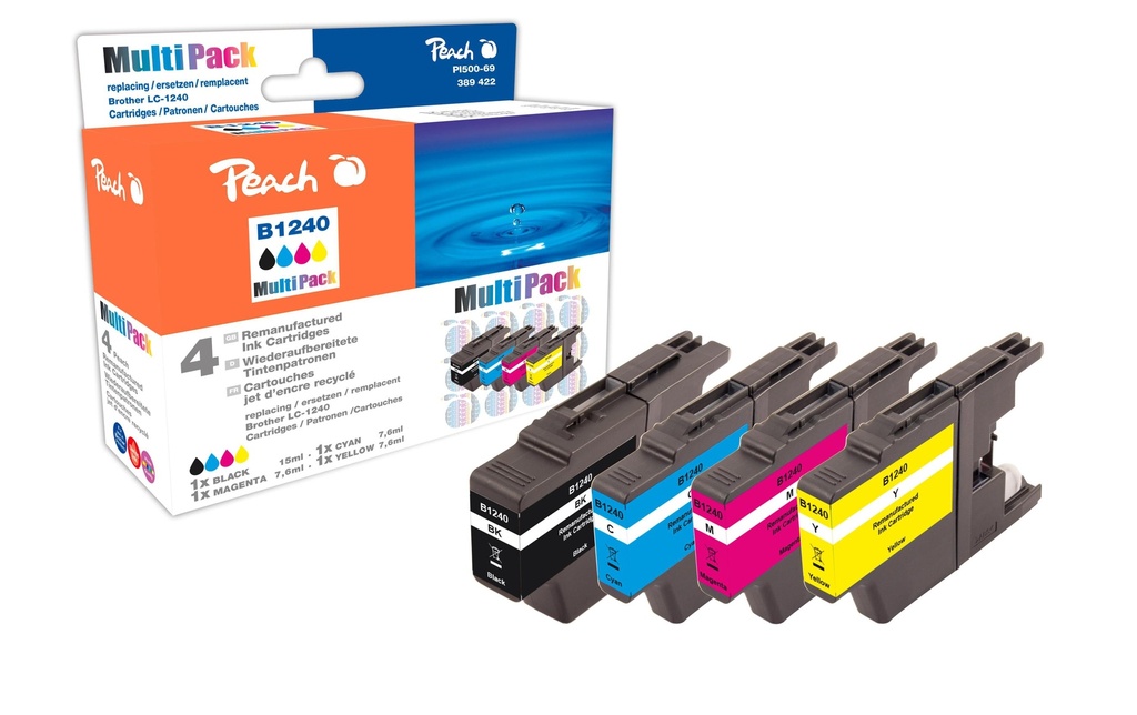 Peach Kits d’encre Brother LC-1240 BK/C/M/Y