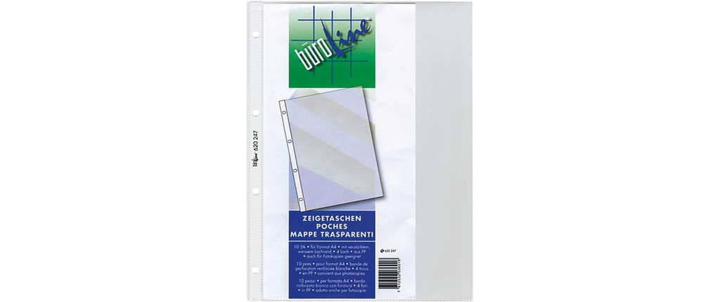Büroline Pochette de présentation A4 lisse Transparent, 10 pièces