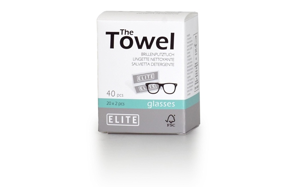 Elite Lingettes nettoyantes pour lunettes 40 pièces, blanc