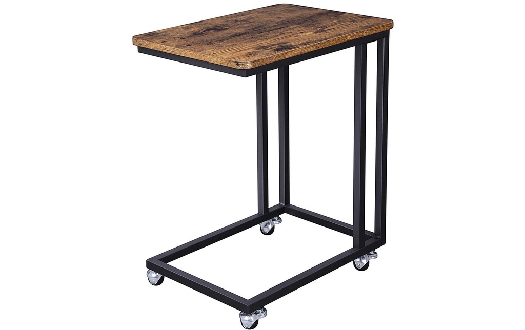 VASAGLE Table d'appoint sur roulettes 35 x 55 cm, Noir/Brun