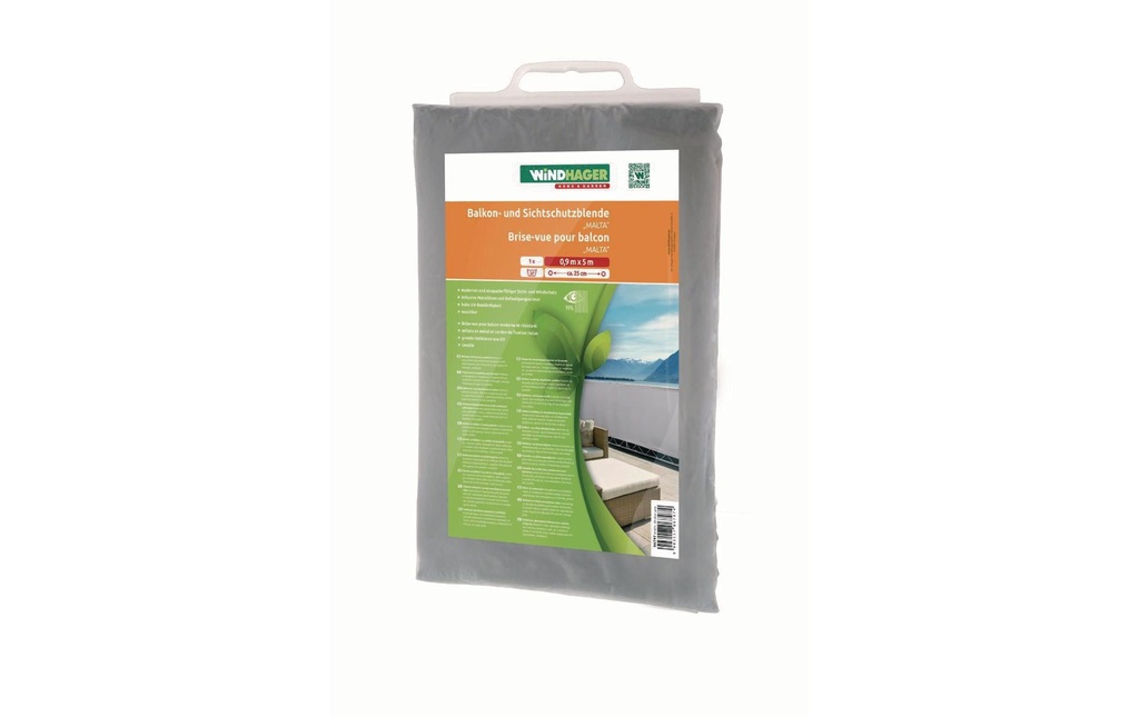Windhager Protection contre les regards Housse de balcon Malte 0.9x5m, gris argenté