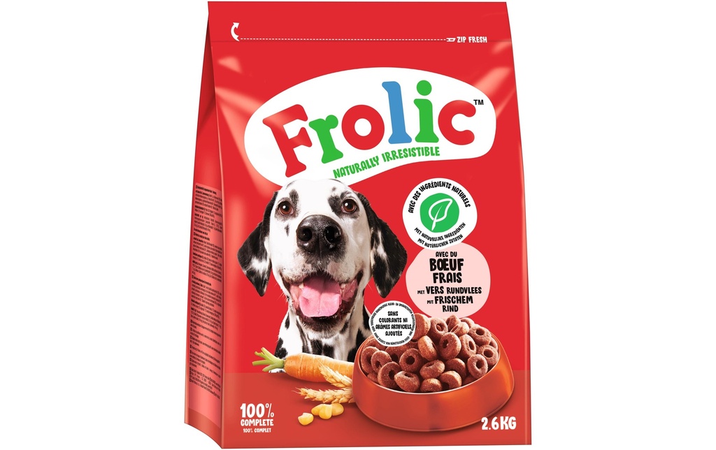 Frolic Alimentation sèche avec du bœuf frais, 2,6 kg