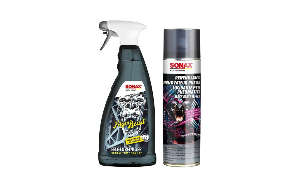Sonax BEAST SET Nettoyant pour jantes + Spray lustrant pour pneus