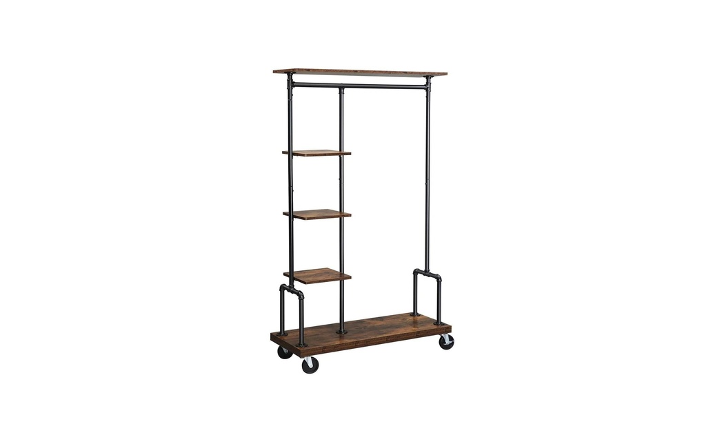 VASAGLE Portemanteau sur roulettes 174.5 cm, Noir/Brun