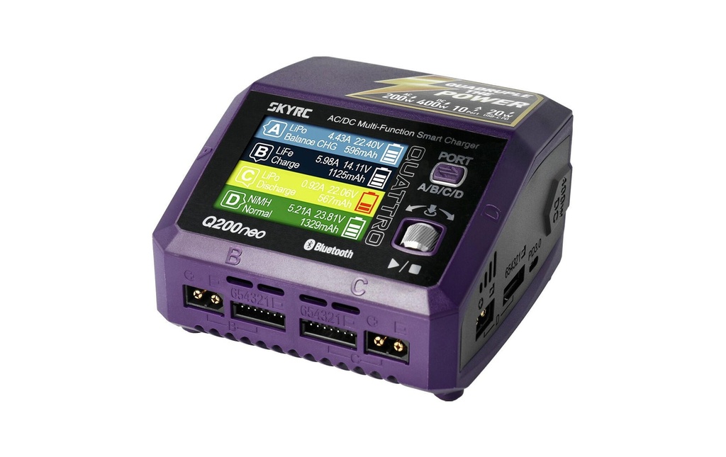 SKYRC Chargeur quadruple Q200 Neo 200W AC / 400W DC, 1-6S