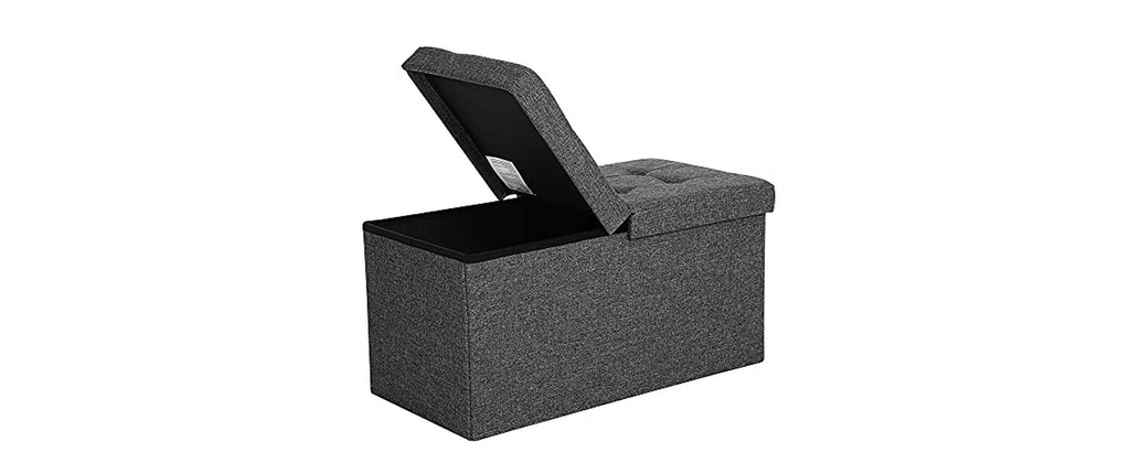 Songmics Coffre-siège avec couvercle à charnière 76 x 38 x 38 cm, Gris foncé