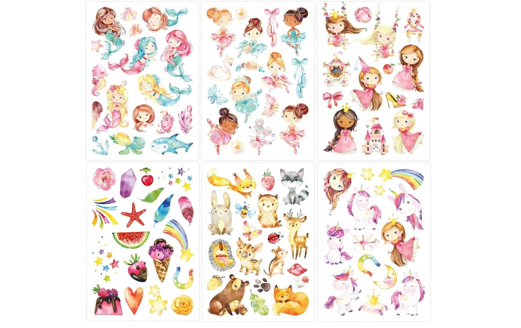 Papierdrachen Kits de tatouage licorne, sirène, princesse