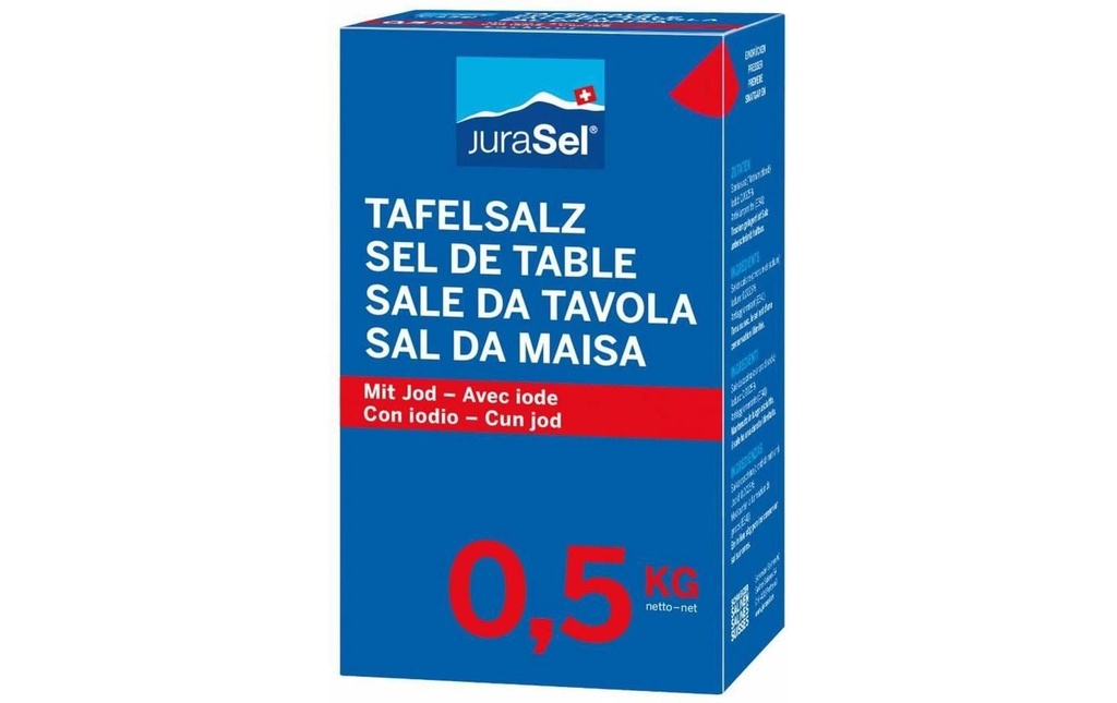 Schweizer Salinen Sel de table avec iode 500 g