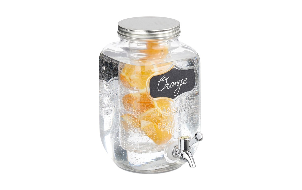 relaxdays Distributeur à boissons avec insert à fruits 4 litres