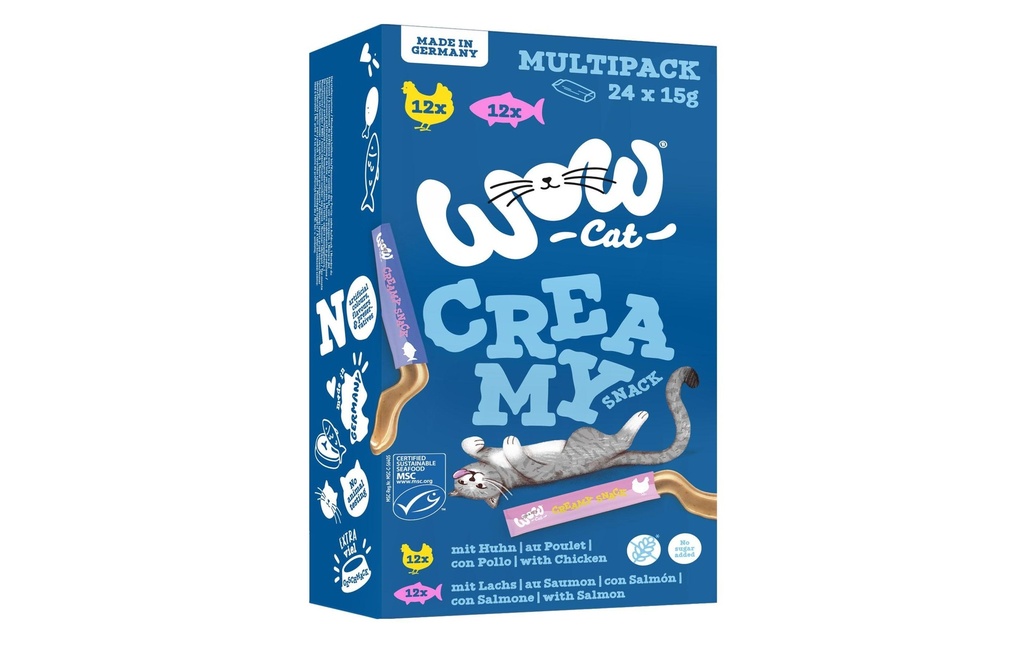 WOW Collation pour chat Multipack Creamies, 24 x 15 g