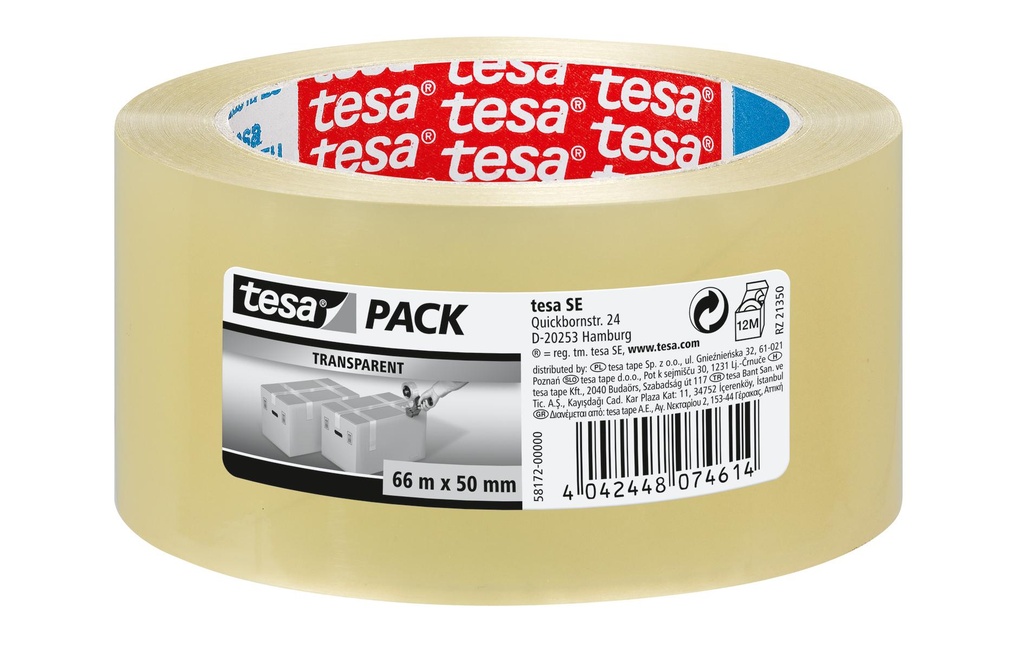 tesa Ruban adhésif tesapack Standard 4024 50 mm x 66 m, Transparent